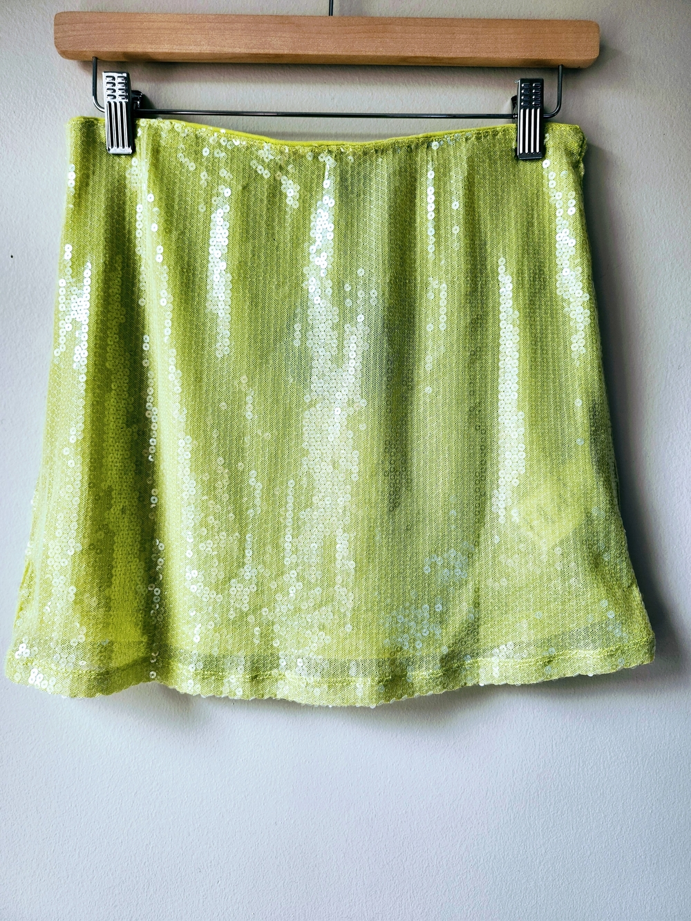 White Fox Boutique Lime Green Sequin Micro Mini Skirt - Picture 3 of 8